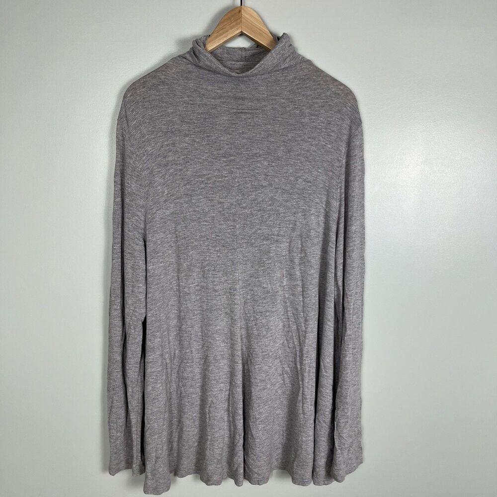 J.Jill Women Turtleneck Flared Tunic Top Gray Stretch Long Sleeve‎ Sz L Read